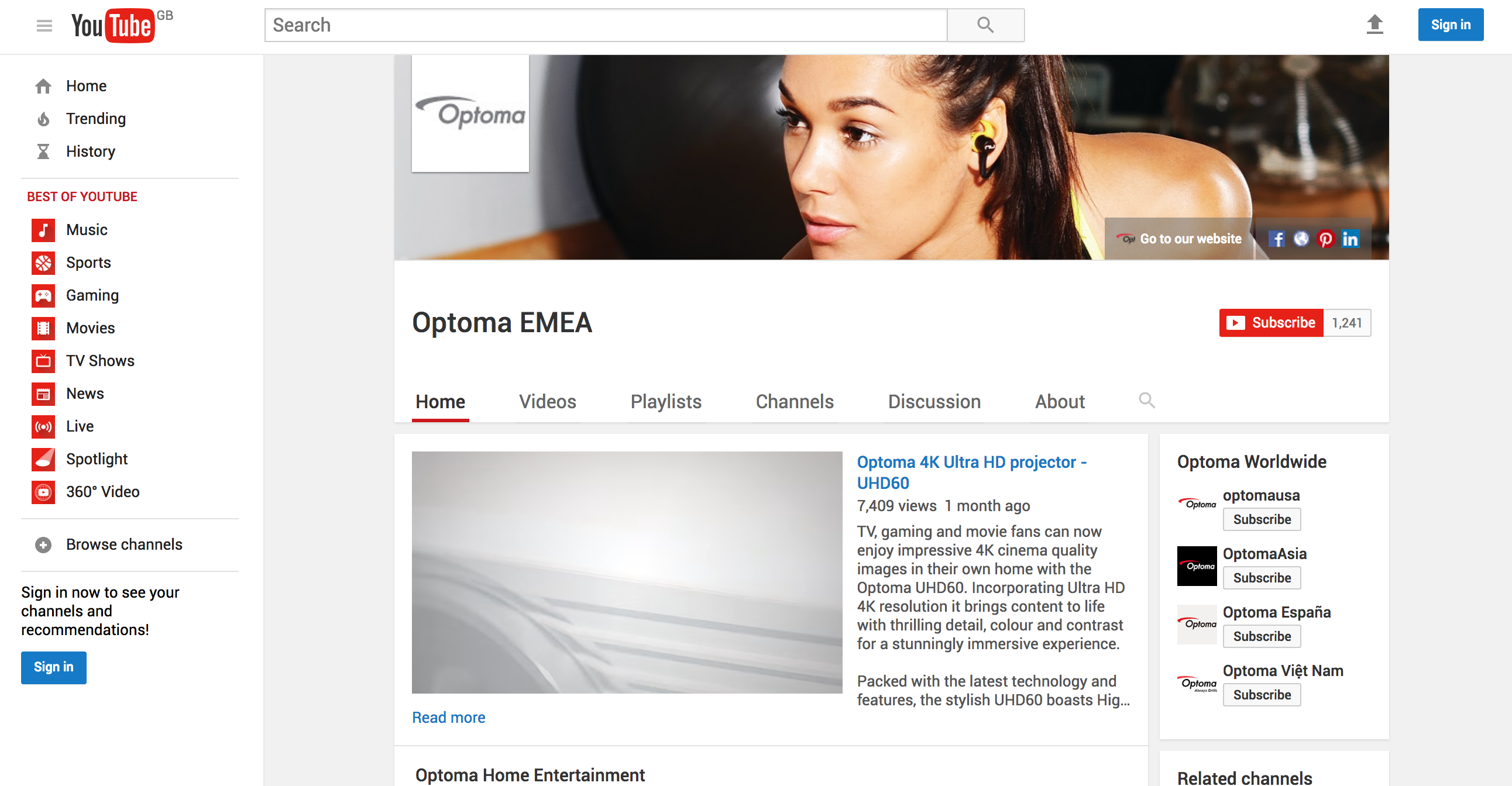 Optoma be sport3 youtube banner